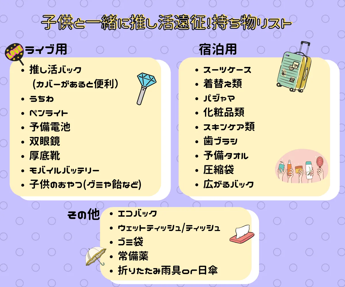 子どもと一緒に推し活遠征持ち物リスト