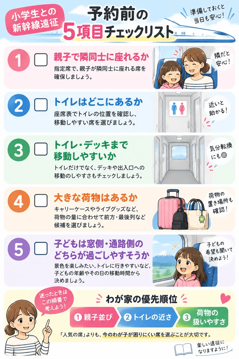 新幹線予約前5項目チェック図