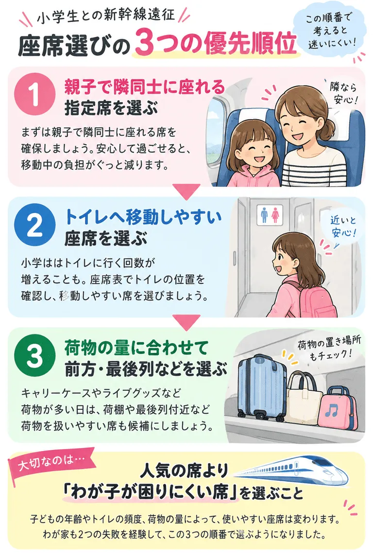 子連れ新幹線座席選び「3つの優先順位」図