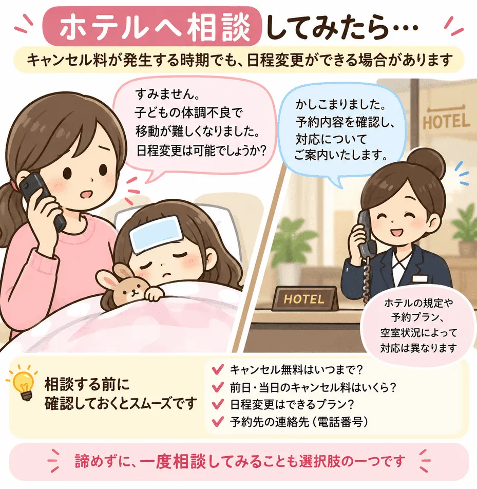 ホテルで発熱時にホテル相談するイメージ画像