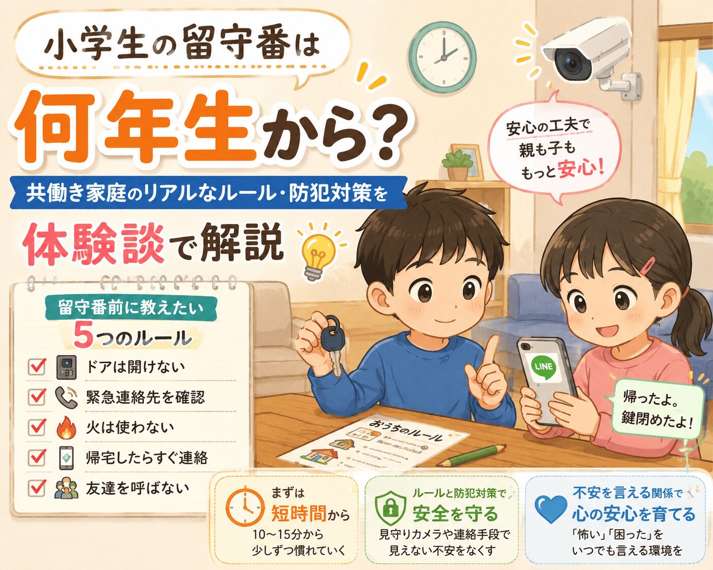 小学生の留守番は何年生からの記事のイメージイラスト