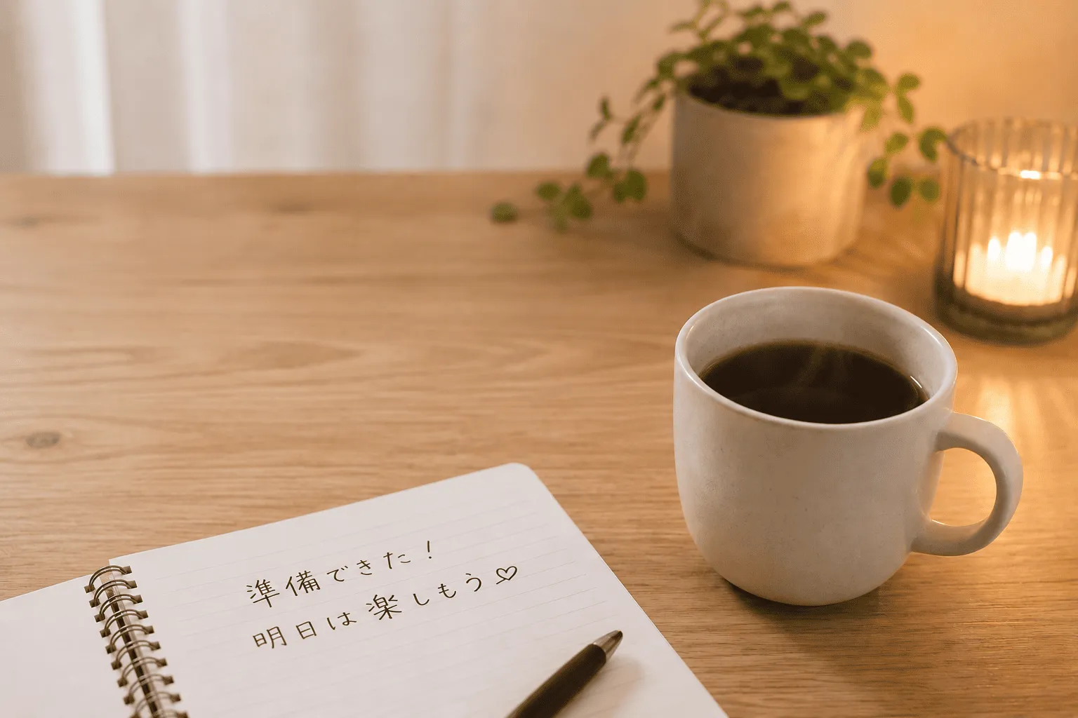 コーヒーを飲みながら気持ちを整える時間のイメージ画像