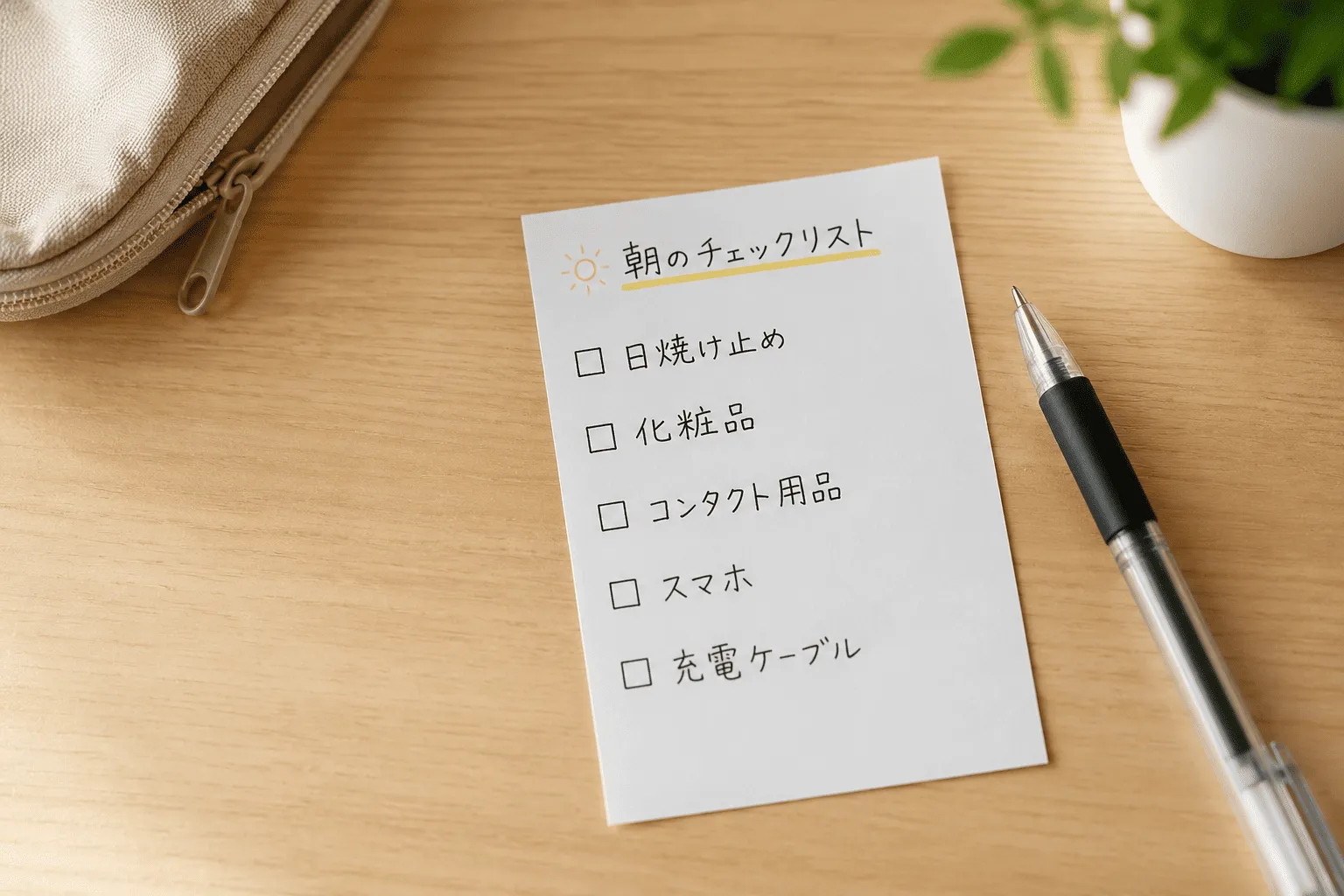 朝カバンに入れる荷物リスト