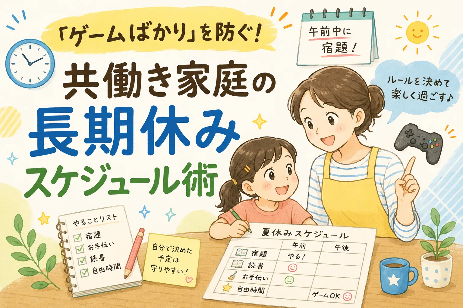 共働き家庭の長期休みスケジュール術記事のイメージ画像