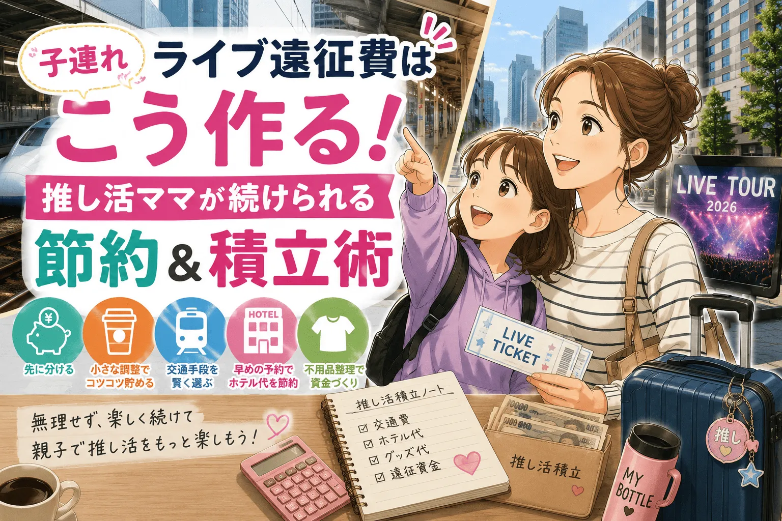 子連れライブ遠征費はこう作る！節約・積立術記事のイメージ画像
