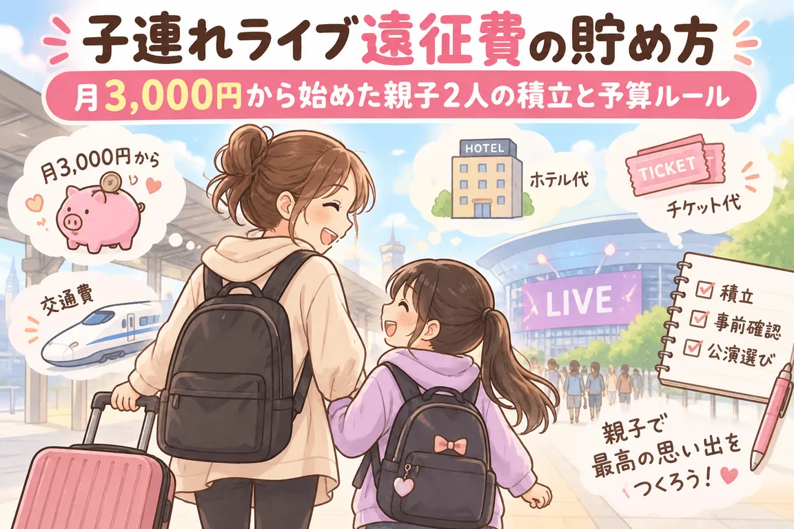 子連れライブ遠征費の貯め方｜月3,000円から始めた親子2人の積立と予算ルール記事のイメージ画像