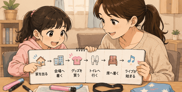 ライブ当日の流れを娘に説明する母